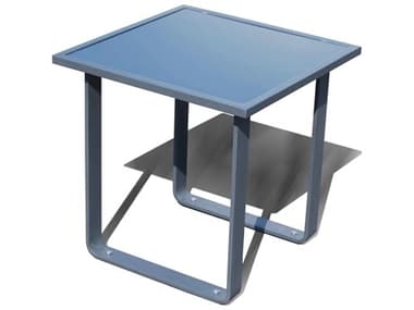 Skyline Design Horizon Dark Gray Strap Teak Arm Aluminum Square End Table SK23805DGSTGL