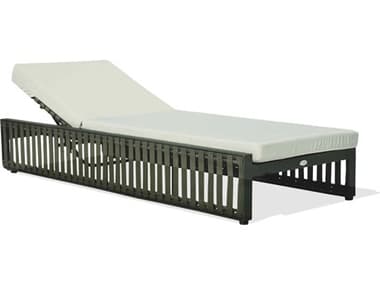 Skyline Design Horizon Dark Gray Strap Teak Arm Aluminum Cushion Chaise Lounge SK23809DGST