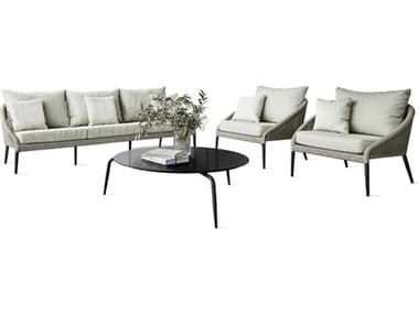 Skyline Design Rodona Polystrand Grey; Aluminum Cushion Lounge Set SK24171BPR4PC