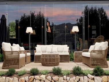 Skyline Design Calixto Brown; Nigerian Twist Hyancin Aluminum Cushion Lounge Set SK24211NTH6PC