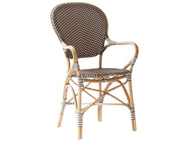 Sika Indoor Affaire Isabell Bistro Rattan Brown Arm Dining Chair SKA9181WHCP