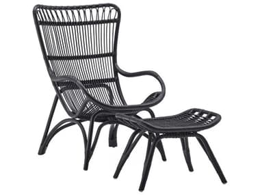 Sika Indoor Originals Monet Highback 24" Black Accent Chair with Footstool SKAKIT10821084S