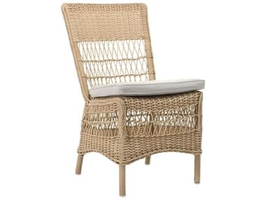 Sika Indoor Georgia Garden Marie Rattan Gray Fabric Upholstered Side Dining Chair with Cushion SKAKIT9195U320000023