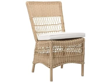 Sika Indoor Georgia Garden Marie Rattan White Fabric Upholstered Side Dining Chair with Cushion SKAKIT9195UCY101
