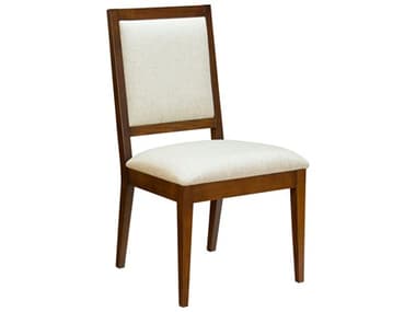 Saloom Evelyn Beech Wood White Upholstered Armless Dining Chair SLM51SUWALNUTVIEW