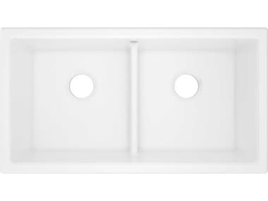 Shaws Shaker White 33&quot; Double Bowl Undermount Kitchen Sink SODMSUM3318LDWH