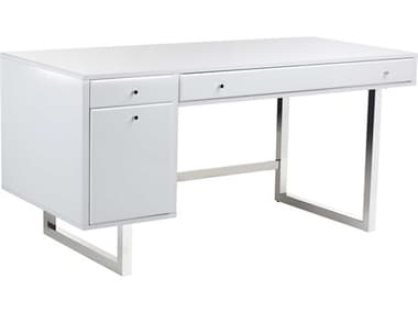 Sunpan Modern Home Ikon High Gloss White / Polished Steel Secretary Desk SPN100588