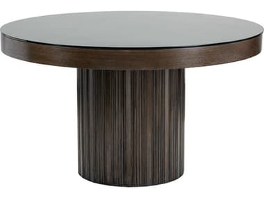 Sunpan Ikon Round Glass Brown Espresso Black Dining Table SPN101073