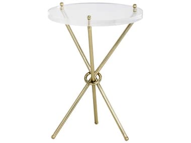 Sunpan Moncasa Cher 16" Round Acrylic Gold Antique Brass End Table SPN101707