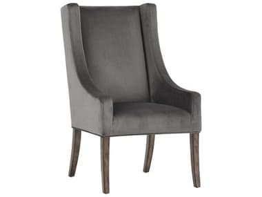 Sunpan Irongate Aiden Birch Wood Gray Fabric Upholstered Arm Dining Chair SPN102755