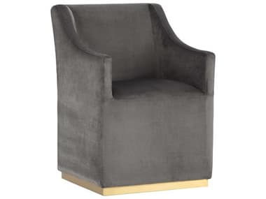 Sunpan Irongate Zane Wheeled 24" Rolling Gray Fabric Accent Chair SPN102757