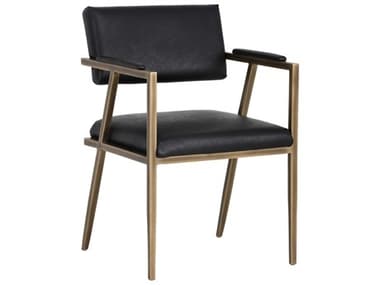 Sunpan Irongate Ventouz Black Arm Dining Chair SPN102780