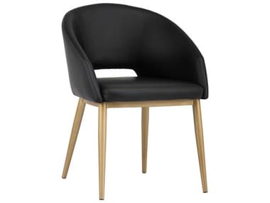 Sunpan Modern Home Urban Unity Onyx / Antique Brass Arm Dining Chair SPN102797