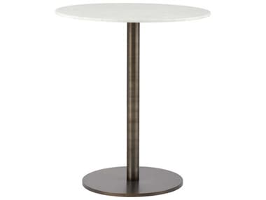 Sunpan Modern Home Ikon White / Antique Bronze 35'' Wide Round Bar Height Dining Table SPN102915