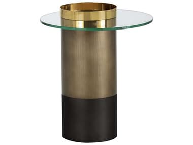 Sunpan Ikon Haru 19" Round Glass Gold End Table SPN103033