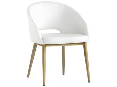 Sunpan Modern Home Urban Unity Snow / Antique Brass Arm Dining Chair SPN103037
