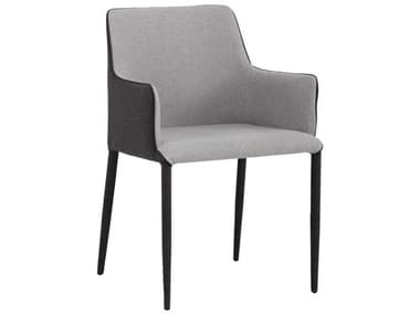 Sunpan Ikon Renee Gray Fabric Upholstered Arm Dining Chair SPN103158