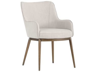Sunpan Irongate Franklin Beige Fabric Upholstered Arm Dining Chair SPN103197