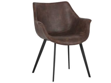 Sunpan Modern Home Junction Hearthstone Brown / Black Arm Dining Chair SPN103241