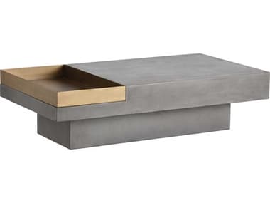 Sunpan Modern Home Mixt Grey / Antique Brass 51'' Wide Rectangular Coffee Table SPN103313