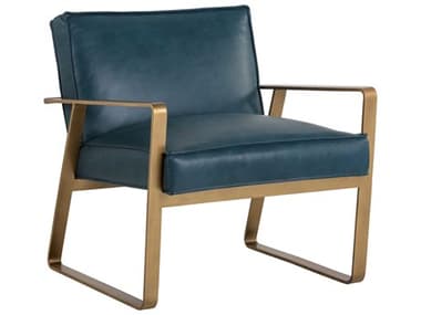 Sunpan Mixt Kristoffer 26" Blue Leather Accent Chair SPN103523