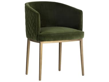 Sunpan Mixt Cornella Green Fabric Upholstered Arm Dining Chair SPN103524