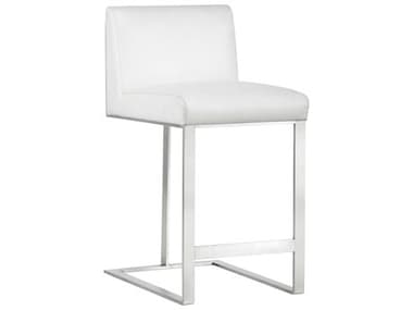 Sunpan Ikon 18.25" Dean Counter Stool Stainless Steel Cantina White SPN103717