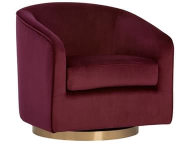 Sunpan Modern Home Hazel Burgundy Sky / Gold Swivel Accent Chair SPN104000