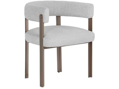 Sunpan Club Sheila Gray Fabric Upholstered Arm Dining Chair SPN104304