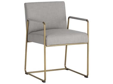 Sunpan Zenn Balford Gray Fabric Upholstered Arm Dining Chair SPN104339