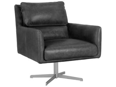 Sunpan Modern Home 5west Marseille Black / Antique Silver Swivel Accent Chair SPN104598
