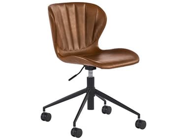 Sunpan Junction Brown Faux Leather Adjustable Computer Office Chair SPN104793