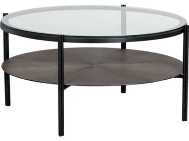Sunpan Terry 35" Round Glass Bronze Coffee Table SPN104922