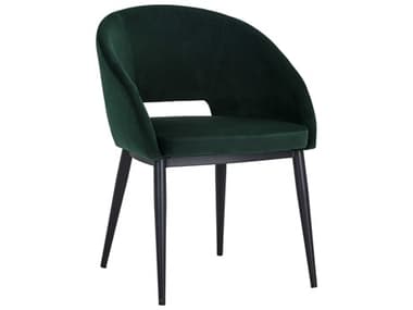 Sunpan Urban Unity Thatcher Green Fabric Upholstered Arm Dining Chair SPN104965