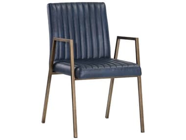 Sunpan Ikon Homer Blue Arm Dining Chair SPN105143