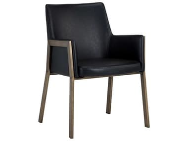 Sunpan Modern Home Ikon Bravo Black / Antique Brass Arm Dining Chair SPN105284