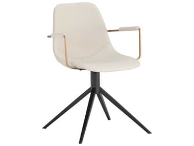 Sunpan Modern Home Junction Dillon Cream / Black Arm Swivel Dining Chair SPN105613