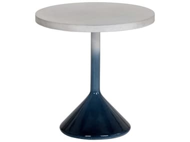 Sunpan Solterra Laszilo 19" Round Concrete Grey Blue Ombre End Table SPN105761