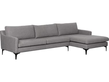 Sunpan Modern Home Davis Dark Grey / Matte Black Sectional Sofa SPN105979