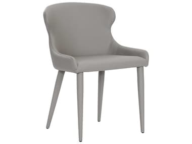 Sunpan Ikon Gray Faux Leather Side Dining Chair SPN106039