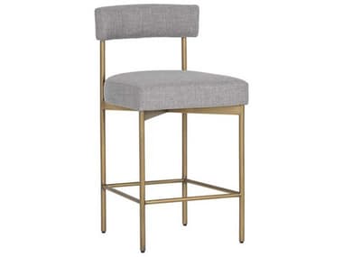 Sunpan Seneca Antique Brass Arena Cement Upholstered Bar Stool SPN106061