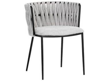Sunpan Sarai Gray Fabric Upholstered Arm Dining Chair SPN106187