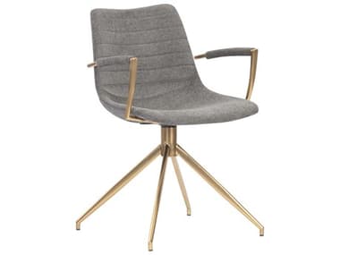 Sunpan Modern Home Junction Belfast Koala Grey / Gold Arm Swivel Dining Chair SPN106209