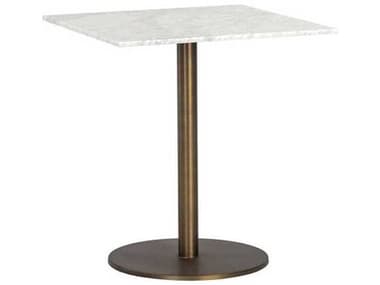 Sunpan Ikon Enco 24" Square Marble White Antique Bronze Dining Table SPN106292
