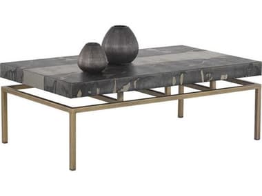 Sunpan Toreno 48" Rectangular Metal Antique Brass Coffee Table SPN106295