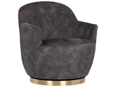Sunpan Casey Swivel 30" Gray Fabric Accent Chair SPN106401