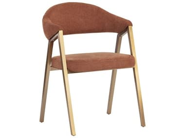 Sunpan Ikon Burgos Orange Fabric Upholstered Arm Dining Chair SPN106476