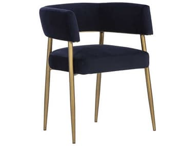 Sunpan Maestro Blue Fabric Upholstered Arm Dining Chair SPN106493