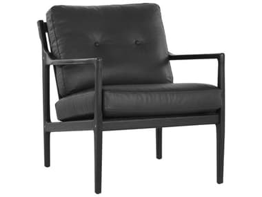 Sunpan Gilmore 29" Black Leather Accent Chair SPN106691