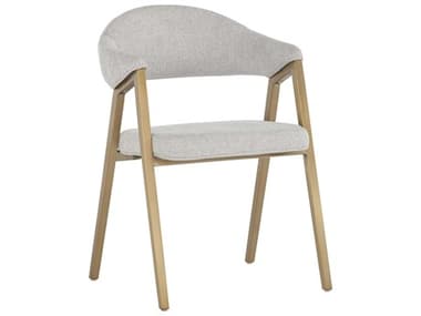 Sunpan Ikon Burgos Gray Fabric Upholstered Arm Dining Chair SPN106693